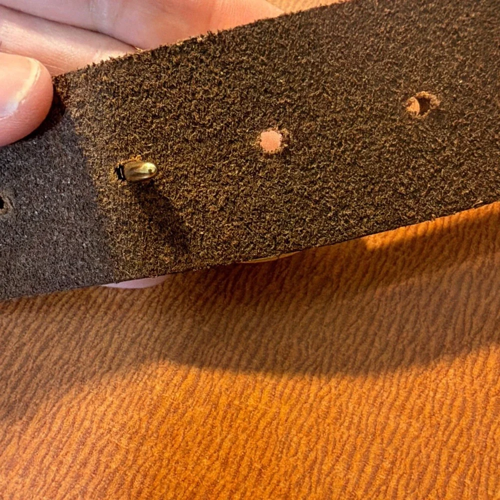 Leather Brass Fish Hook Belt Measures 38